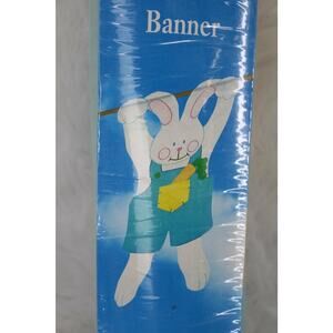 Easter Bunny Rabbit w/Overalls Large Flag Banner 26x43.5 Double sided Heavy Duty